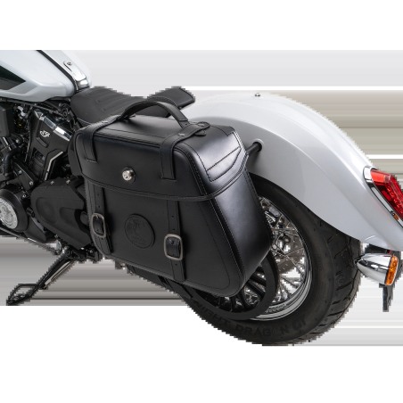 Hepco Becker 6277698 00 01 Set: Supporto tubolare Cutout con borse in pelle Rugged nere per Indian Scout Classic dal 2025