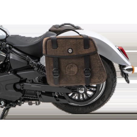 Hepco Becker 6277698 00 08 Set portaborse tubolare Cutout con borse in pelle Rugged marroni per Indian Scout Classic dal 2025