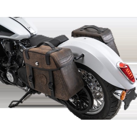 Hepco Becker 6277698 00 08 Set portaborse tubolare Cutout con borse in pelle Rugged marroni per Indian Scout Classic dal 2025