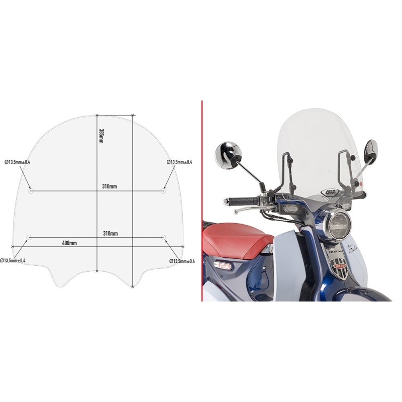 Givi 1168A Parabrezza trasparente per Honda SUPER CUB C125