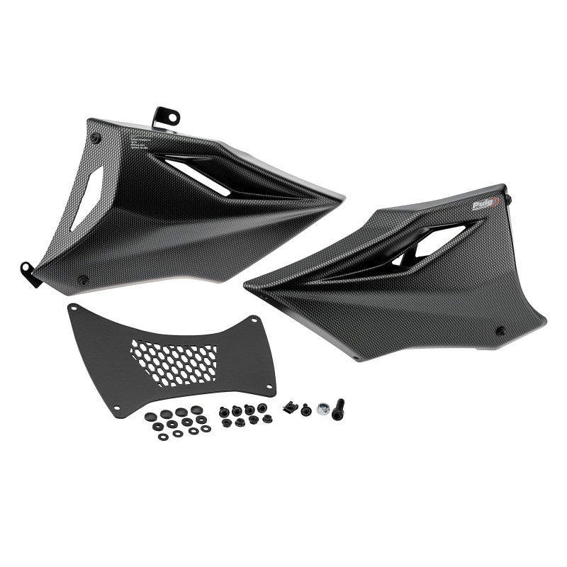 Puig Racing 22415 Puntale Per Yamaha Mt-07, Tracer 7, Tracer 7 Gt Carbon Look, Nero Opaco, Nero Lucido