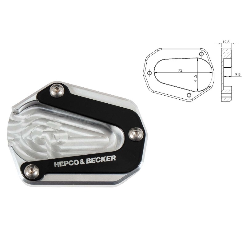 Hepco e Becker 42117644 00 91 Piastra Cavalletto Argento E Nero Per Triumph Tiger 900 Rally/pro Dal 2021 Al 2023
