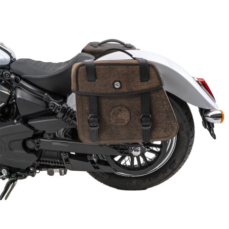 Hepco Becker 6277698 00 08 Set portaborse tubolare Cutout con borse in pelle Rugged marroni per Indian Scout Classic dal 2025