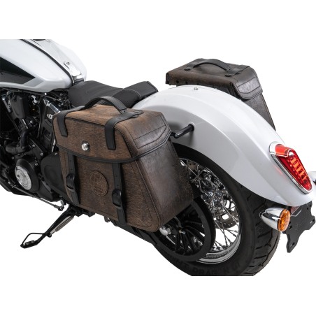 Hepco Becker 6277698 00 08 Set portaborse tubolare Cutout con borse in pelle Rugged marroni per Indian Scout Classic dal 2025