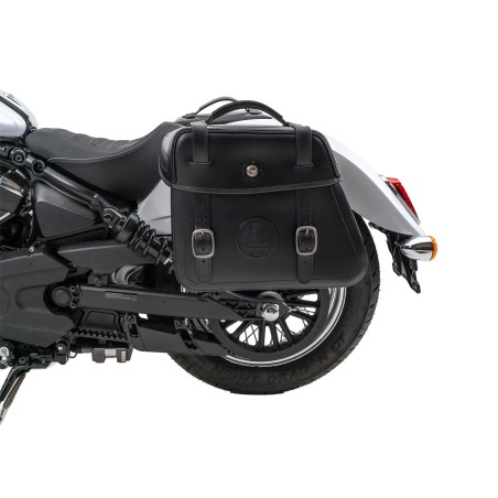 Hepco Becker 6277698 00 01 Set: Supporto tubolare Cutout con borse in pelle Rugged nere per Indian Scout Classic dal 2025