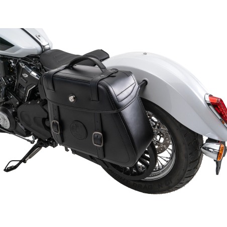 Hepco Becker 6277698 00 01 Set: Supporto tubolare Cutout con borse in pelle Rugged nere per Indian Scout Classic dal 2025