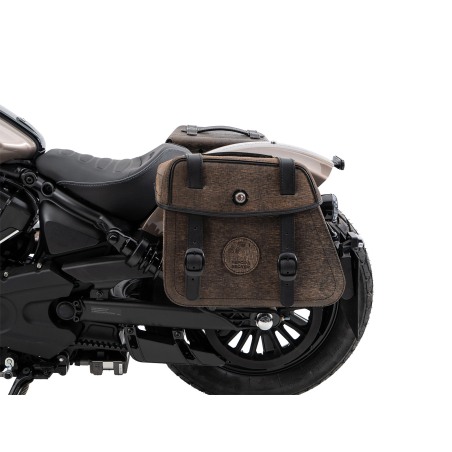 Hepco Becker 6277697 00 08 Set: Portaborse tubolare Cutout con borse in pelle Rugged marroni per Indian Scout Bobber dal 2025