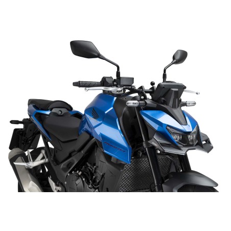 Puig Racing 22427 Spoiler Anteriore Downforce Per Honda Cb750 Hornet Dal 2025 Carbon Look, Nero Opaco O Nero