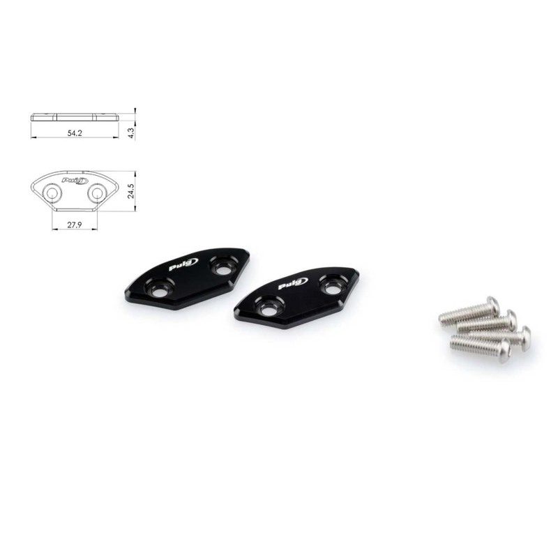 Puig Racing 3857N Tappi Foro Specchietto Retrovisore Neri In Alluminio Per Yamaha Yzf-r6 600 Dal 2006 Al 2016