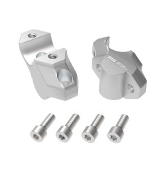 Hepco e Becker 42452558 00 09 Rialzi Manubrio Argento, Alzata 30 Mm, Arretramento 21 Mm, Per Kawasaki KLE 500/SE Dal 2026