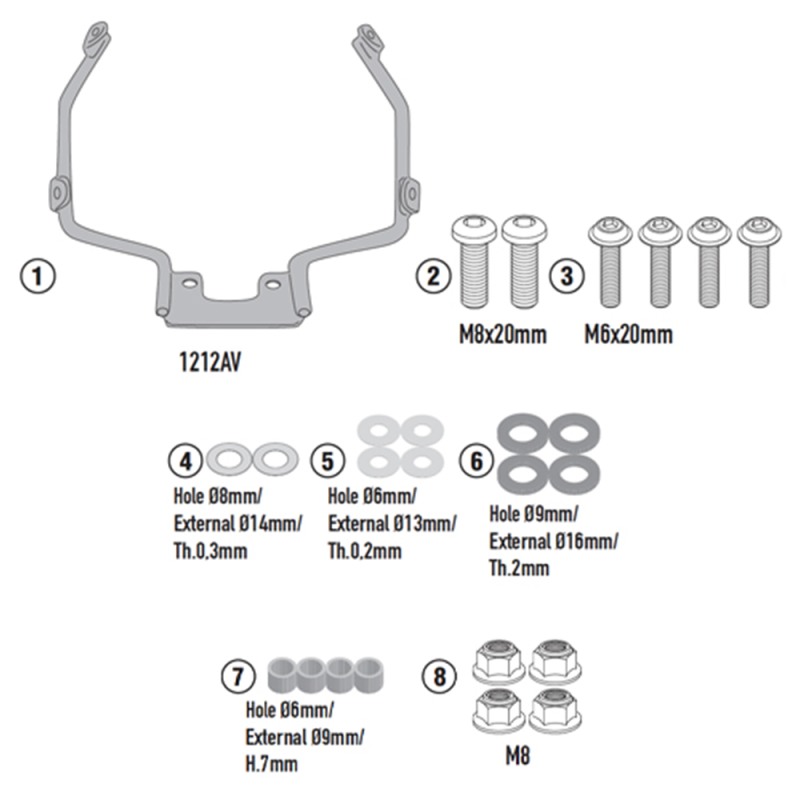 Kappa A1212AK Kit staffe per cupolino 1212AK su Honda GB 350S dal 2025 Kappa A1212AK Kit staffe per cupolino 1212AK su Honda GB 350S dal 2025