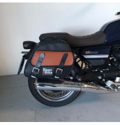 Bags & Bike Borse Laterali Explorer Nera E Cuoio Per Moto Guzzi V7 Special Dal 2021 Al 2025