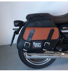 Bags & Bike Borse Laterali Explorer Nera E Cuoio Per Moto Guzzi V7 Special Dal 2021 Al 2025