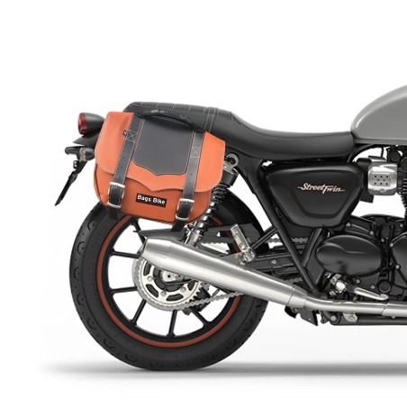 Bags & Bike Borse Laterali Classic Cuoio E Nera Per Triumph Street Twin 900 Dal 2020 Al 2024