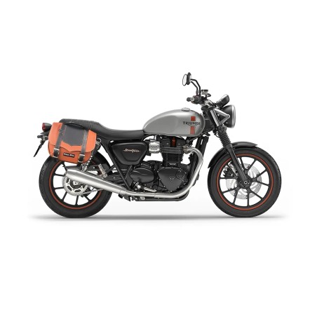 Bags & Bike Borse Laterali Classic Cuoio E Nera Per Triumph Street Twin 900 Dal 2020 Al 2024