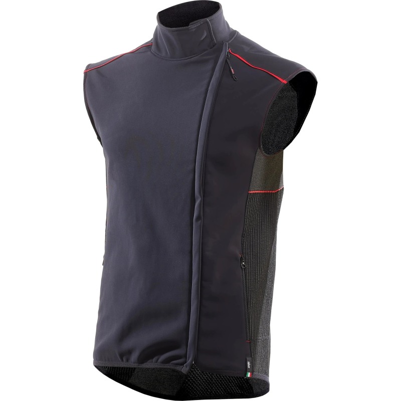 Sixs WTS V3 Gilet Antivento Secondo Strato Membrana Frontale Collo Alto Black/Red