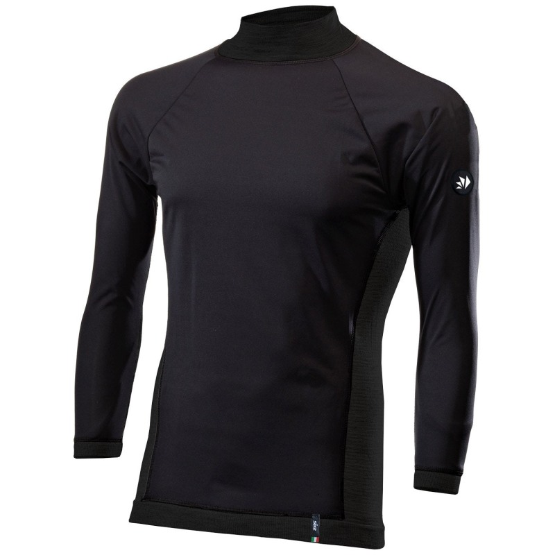 Sixs TS4 MERINOS Maglia Lana Merino Antivento Maniche Lunghe Con Lupetto Wool Black