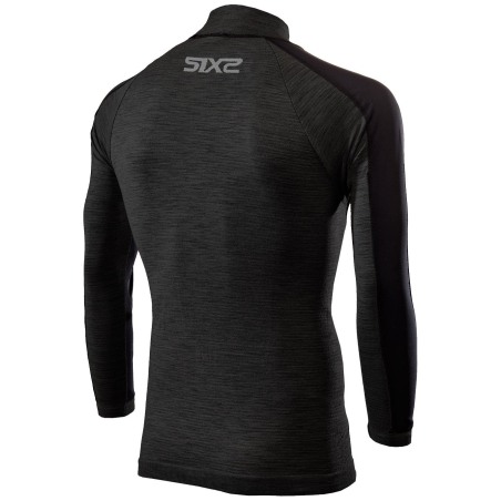 Sixs TS4 MERINOS Maglia Lana Merino Antivento Maniche Lunghe Con Lupetto Wool Black