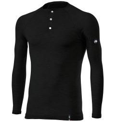 Sixs SERAFINO MERINOS Maglia Henley Maniche Lunghe Carbon Merino Wool® 164 G/M² Wool Black
