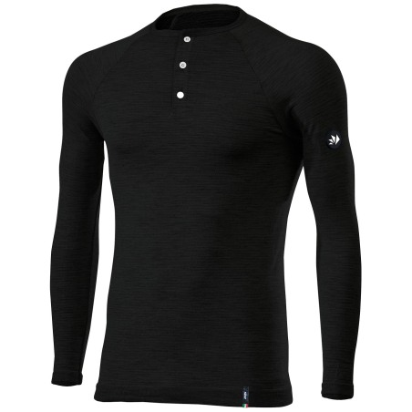 Sixs SERAFINO MERINOS Maglia Henley Maniche Lunghe Carbon Merino Wool® 164 G/M² Wool Black