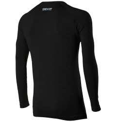 Sixs SERAFINO MERINOS Maglia Henley Maniche Lunghe Carbon Merino Wool® 164 G/M² Wool Black