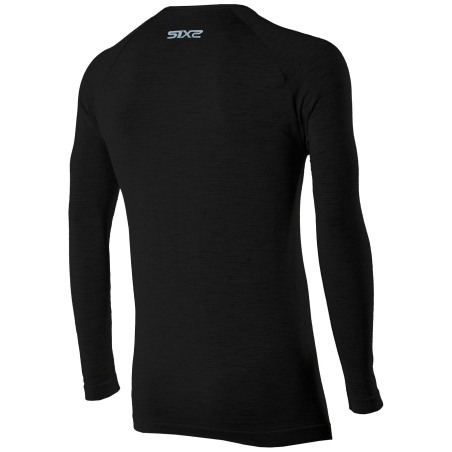 Sixs SERAFINO MERINOS Maglia Henley Maniche Lunghe Carbon Merino Wool® 164 G/M² Wool Black