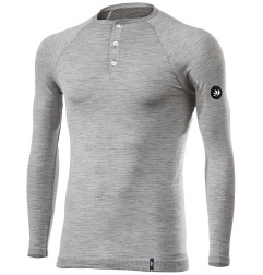 Sixs SERAFINO MERINOS Maglia Henley Maniche Lunghe Carbon Merino Wool® Con Bottoncini Wool Gray