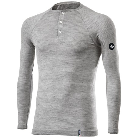 Sixs SERAFINO MERINOS Maglia Henley Maniche Lunghe Carbon Merino Wool® Con Bottoncini Wool Gray