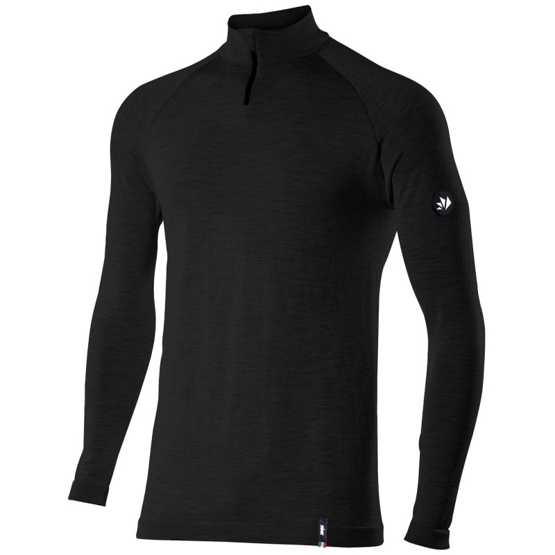 Sixs TS13 MERINOS Maglia A Maniche Lunghe Lana Merino Collo Alto Zip Wool Black