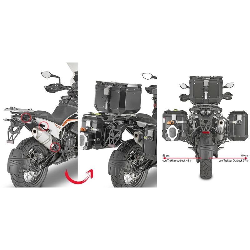 Givi PLOR7710CAM portavaligie laterali per KTM 890 / 790 Adventure Monokey Cam Side