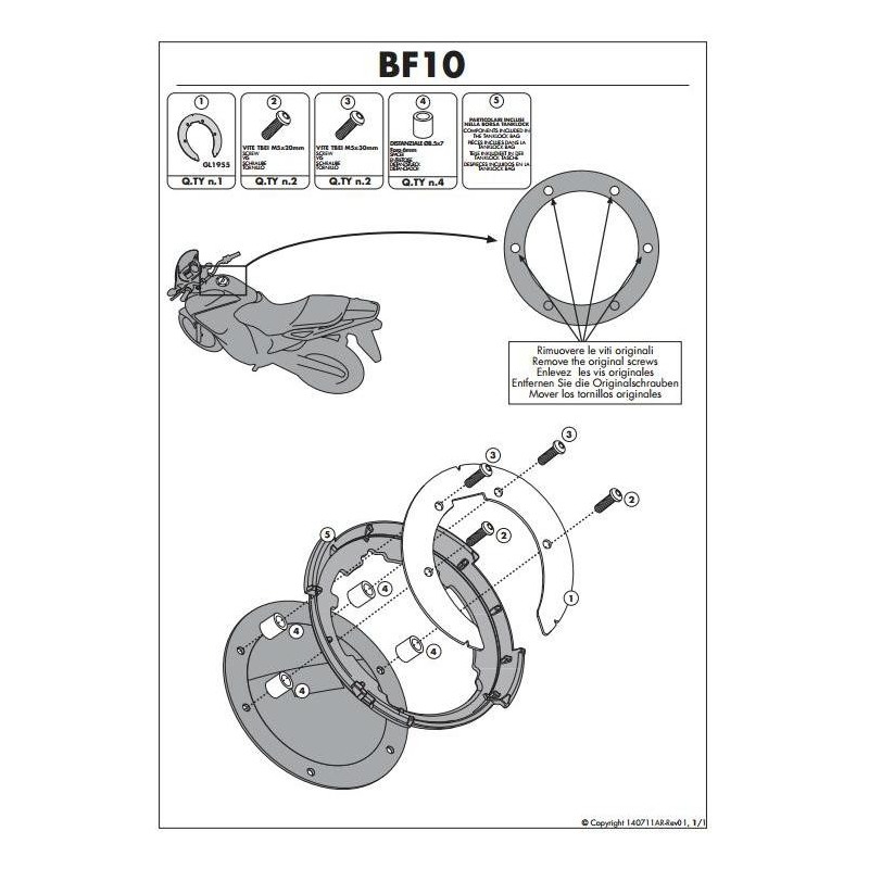 Givi BF10 flangia da serbatoio per borse Tanklock