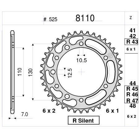 Kit trasmissione TROFEO 256176000 Yamaha Tracer 700 dal 2016 al 2019