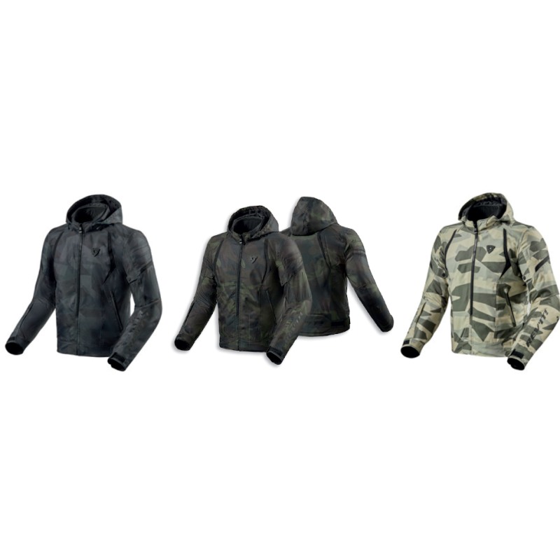 Giacca mimetica da moto Revit Flare 2 Invernale con cappuccio camouflage -  3 Colorazioni