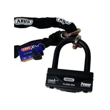 Abus 58/140III100+12KS120 BLACK LOOP Catena e lucchetto ad arco granit