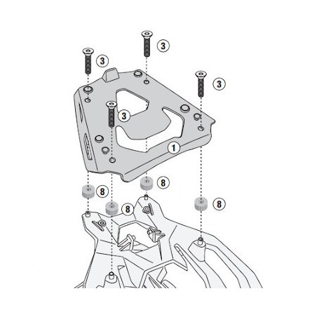 Attacco bauletto Givi SRA5137 su portapacchi originale BMW F900XR e F900R 2020