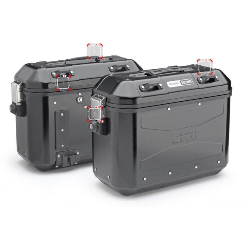 Givi DLMK36BPACK2 Coppia di valigie laterali alluminio Nero Dolomiti MONOKEY