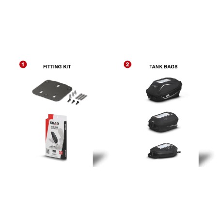 Shad X017PS Kit Pin System per montaggio borse serbatoio da moto Ducati / KTM /Triumph