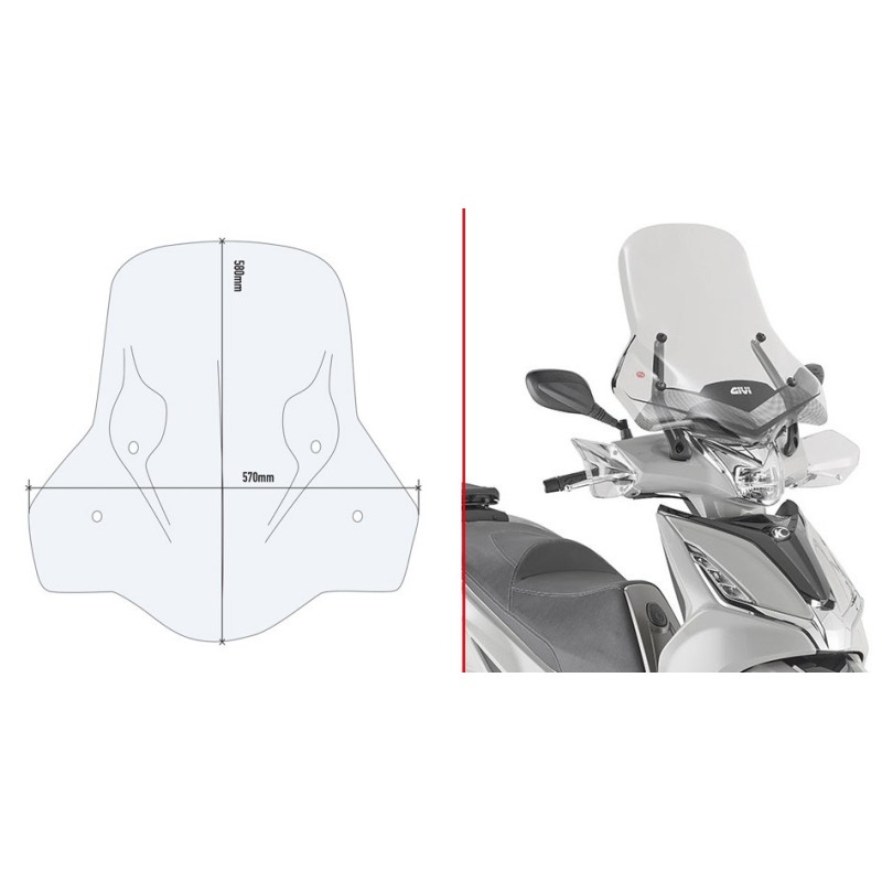 Givi 6114DT Parabrezza su attacchi originali per Kymco Agility 300 R16 