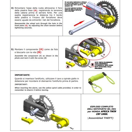 Push&Block WL-H01 Blocca corona ruota Honda CRF1000L Africa Twin