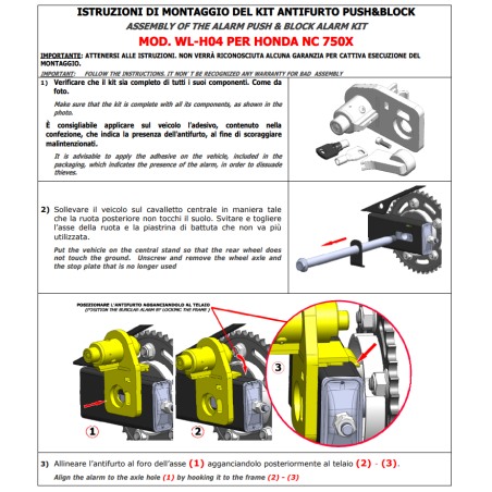 Push&Block WL-H04 antifurto blocca ruota Honda NC750X dal 2018