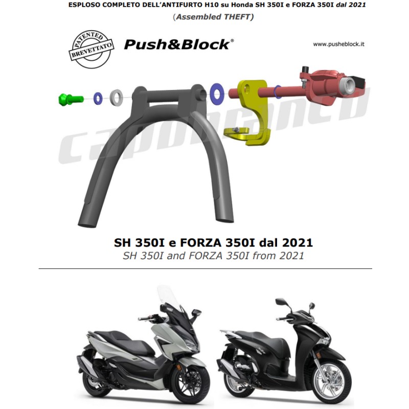 H09 – HONDA SH 125/150ie ABS dal 2020 e FORZA 125 dal 2022 – Push&Block – Antifurto  scooter e moto