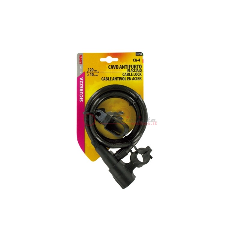 Lampa antifurto cavo a spirale per la messa in sicurezza di bici cod. 93724