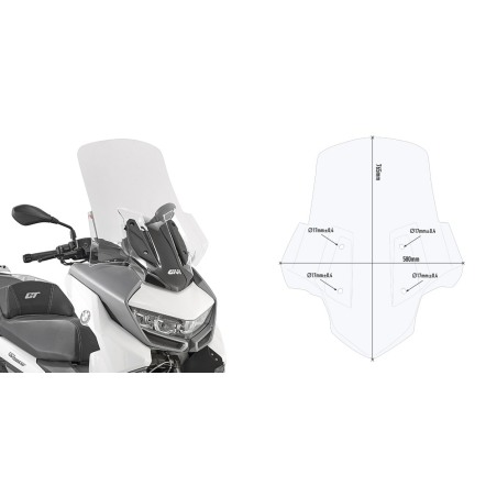 Cupolino maggiorato Kappa 5132DTK  per BMW C 400 GT