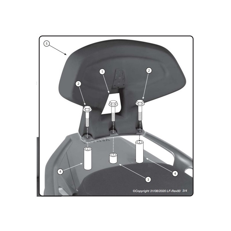 Schienalino Kappa KTB2013A per passeggero Yamaha T-Max 2008-2011