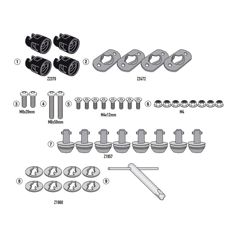 Givi 08RKIT Kit trasformazione telaietti laterali in rimozione rapida