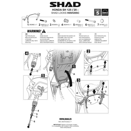 Shad H0SH20SC fissaggio Locks per Honda SH 125 / 150 dal 2020