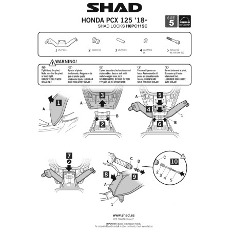 Shad H0PC11SC fissaggio Locks per Honda PCX dal 2018