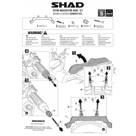 Shad Locks S0MS41SC Antifurto da manubrio SYM Maxsym 400 2021