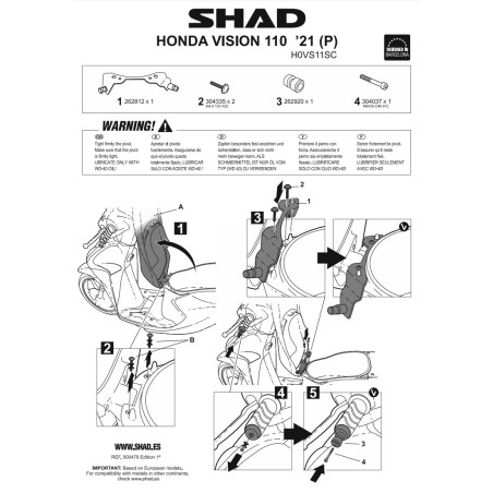 Shad Locks H0VS11SC Antifurto da manubrio Honda Vision 2021