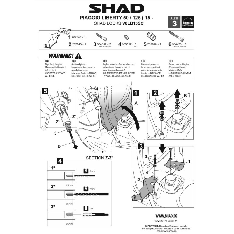 Kit Fissaggio SHAD Lock Per Blocca Manubrio – Compatibile Piaggio Liberty 50/125 – Dimensioni 3 – Antifurto Moto - 2